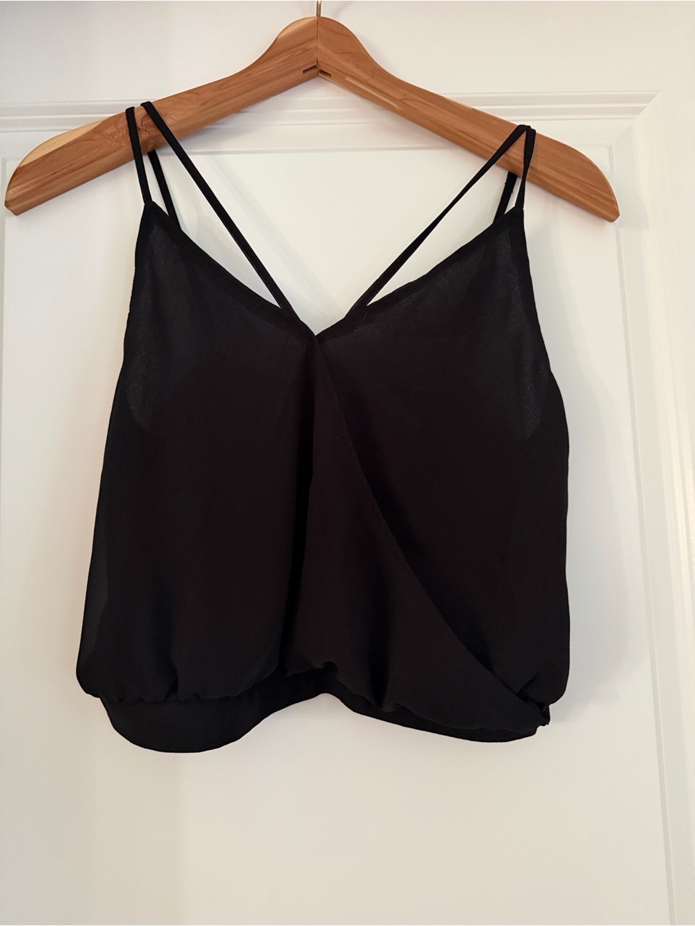 Black Double-Strap Draped Cami Top
